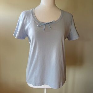 Ann Taylor Baby Blue Scoop Neck Simple Basic Short Sleeve Tee T-shirt Large